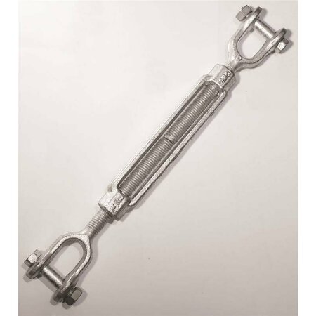 BARON MFG CO Turnbuckle, 2200 Lb Working Load, 1/2 In Thread, Jaw, Jaw, 6 In L Take-Up, Galvanized Steel 19126